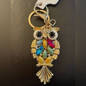 NEW Colorful Owl Keychain with Gem Accents BAG CHARM